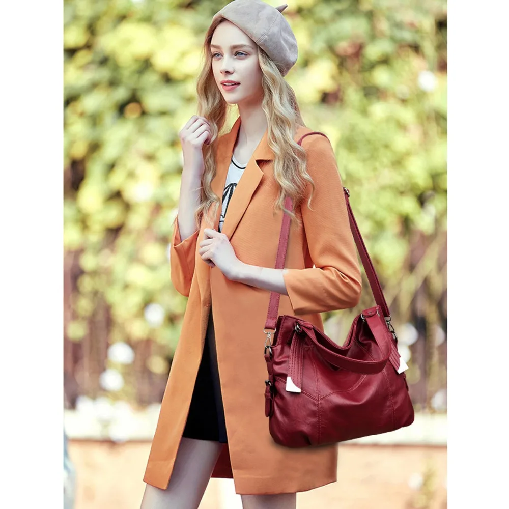 Goedkoop Dames Handtassen Sac Bolsa 2019 Vintage Stijl Vrouwen Handtassen Lederen luxe handtassen vrouwen tassen Designer Grote Capaciteit Draagtas