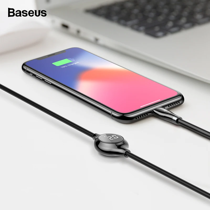 Usb-кабель Baseus с цифровым дисплеем для iPhone 11 Xs Max Xr X 8 7 6 6s Plus 5S шнур для быстрой зарядки и передачи данных Магнитный кабель