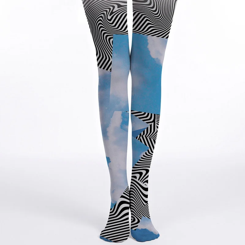 Sky Stripe Print Women Pantyhose Dropship And Bulk Tights AliExpress