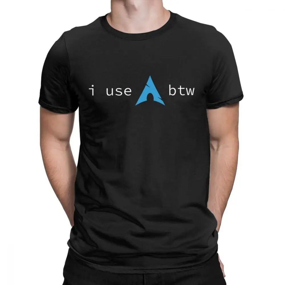 Black One yona Мужская футболка Arch Linux я использую Arch Btw забавная хлопковая футболка с коротким рукавом Круглый воротник Топы 4XL 5XL - Цвет: Black