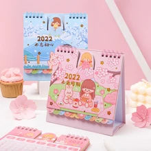 Grand carnet de calendrier de bureau Kawaii, joli grand carnet de notes créatif avec dessin animé pour filles, calendrier cœur, 3 styles, 2022