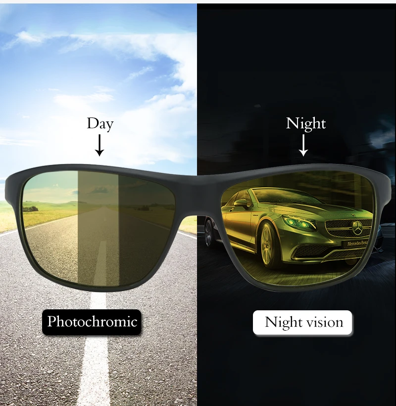 Yellow Night Driving Vintage Glasses Women Color Changing Sunglass Photochromic Polarised Sunglasses For Men UV400 TR9137