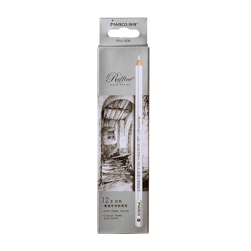 12pcs Marco 7011 Sketch and Drawing Wooden Pencil Set HB Art Painting Professional Hand-Painted Pencils Stationery Promotion - Цвет: White-12pcs