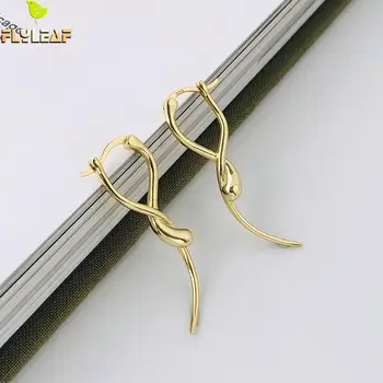 

18k Gold Real 925 Sterling Silver Drop Earrings For Women Fine Jewelry Geometric Personality Earings Fashion Jewelry Flyleaf