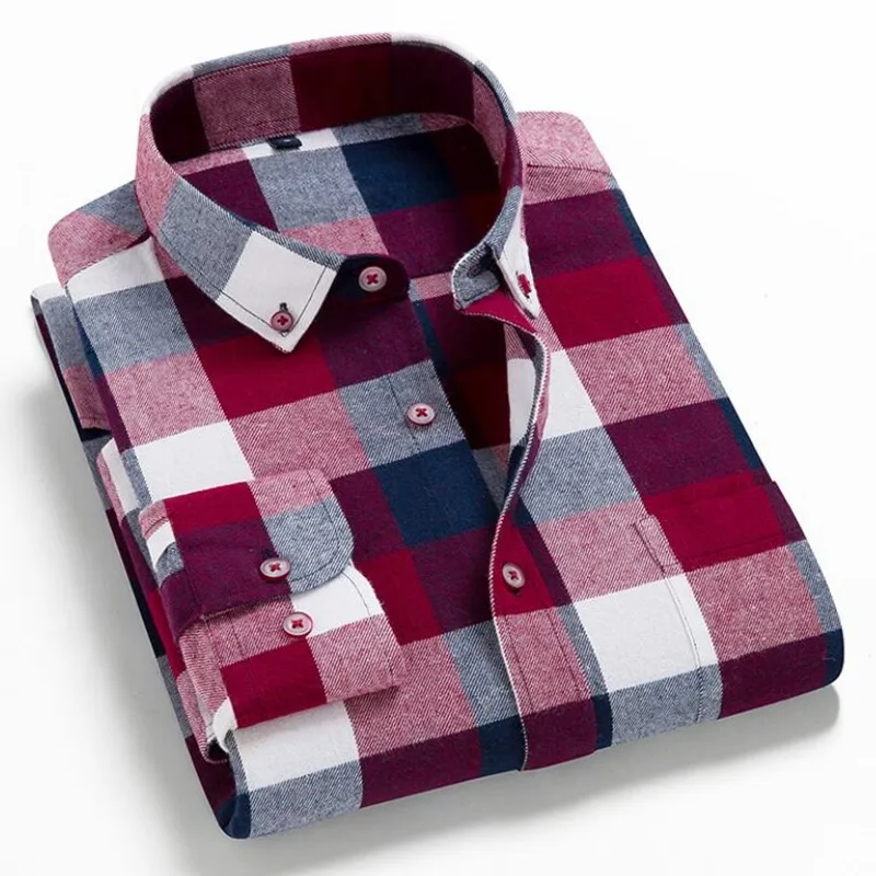 2021 primavera otoño 100% de algodón nuevo hombre Casual Camisa de manga larga Hombre ropa de abrigo de franela camisa a cuadros camisa de los hombres de talla grande 3XL 4XL