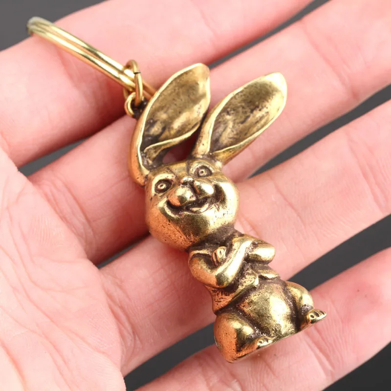 Copper Rabbit D 4 стиля медных кроликов миниатюрные фигурки маленькие украшения Винтажные латунные животные домашний декор настольные украшения брелоки подвески - Цвет: Copper Rabbit D