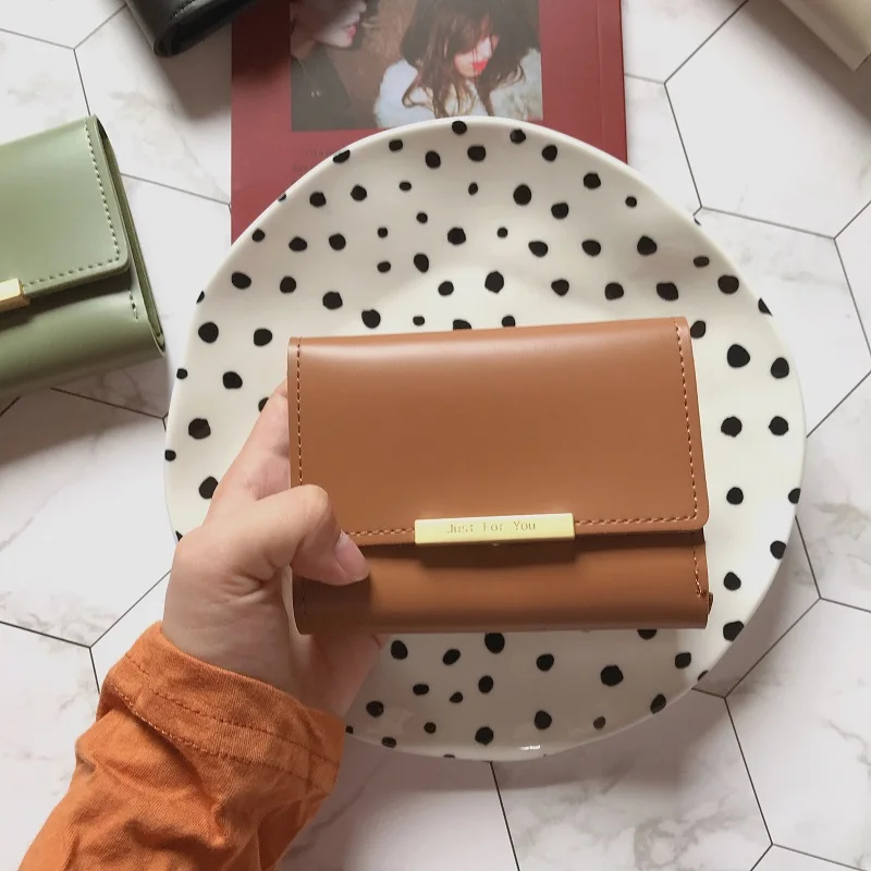 Корейский ulzzang модный ретро простой сплошной цвет пряжка короткая карта пакет женский ins Harajuku японский Повседневный женский кошелек