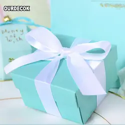 100 шт. романтический свадебный tiffany blue Бумага коробка конфет DIY конфеты Cookie Подарок Коробки Свадебная вечеринка конфеты поставки