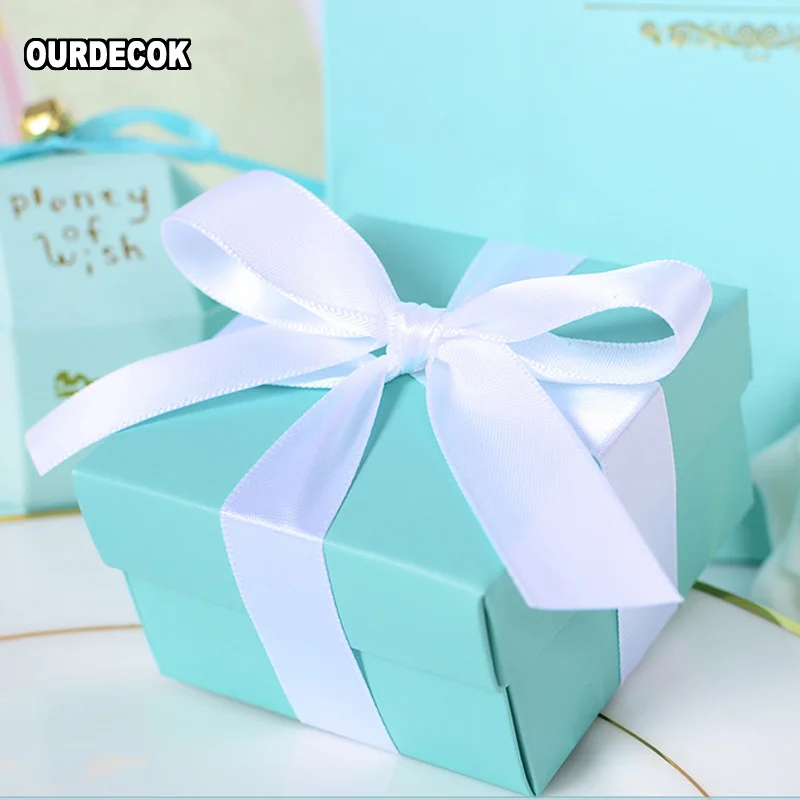 100 шт. Романтическая Свадебная коробка Tiffany Blue Paper Candy Box DIY Cookie подарочные коробки