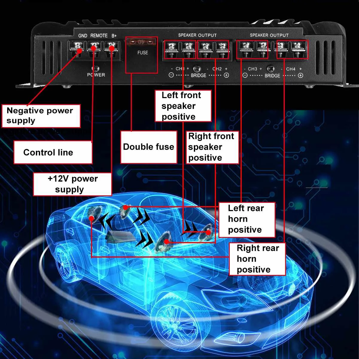 Amplificateur de puissance audio domestique pour voitures, amplificateur numérique, caisson de basses, 4 canaux, 7900W, 12V