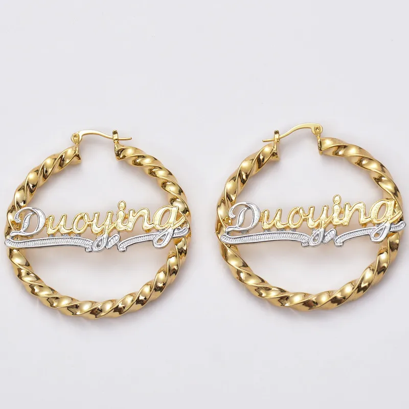 

2021 Fashion Custom Name Choker Earrings Personlized Custom Earrings Set Copper Classic Letter Earring For Women Birthday Gift