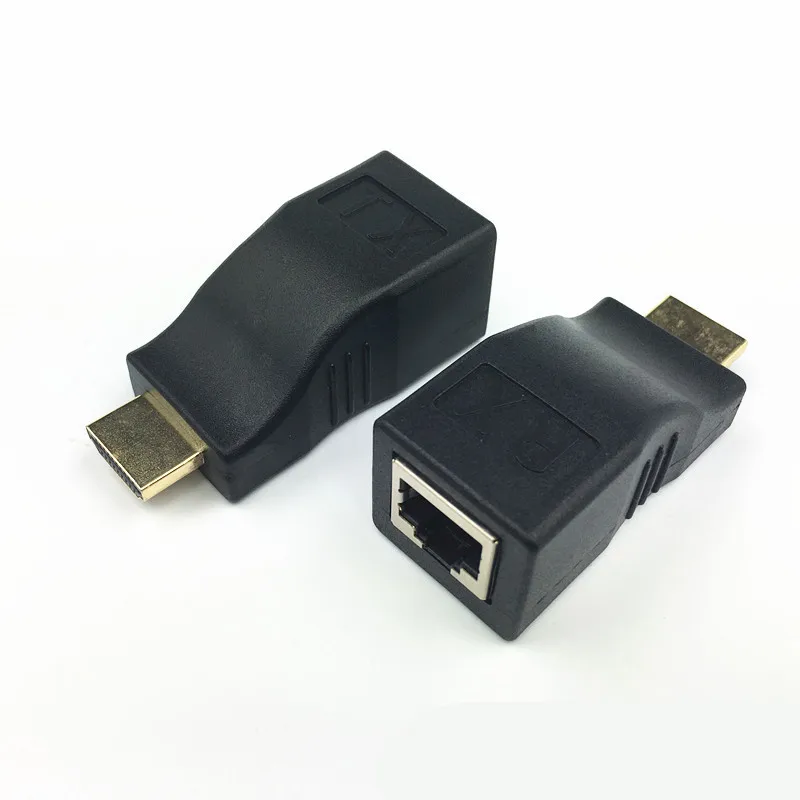 HDMI удлинитель 4K RJ45 Порты LAN сеть HDMI Расширение до 30 м по CAT5e/6 UTP LAN Ethernet кабель для HDTV HDPC - Цвет: Черный