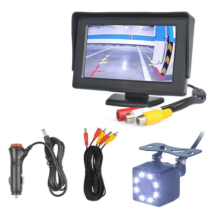 DIYSECUR провод 4," TFT ЖК-дисплей запасной автомобильный монитор HD 8 x светодиодный автомобильный комплект с камерой заднего вида Система помощи при парковке - Название цвета: easy connect