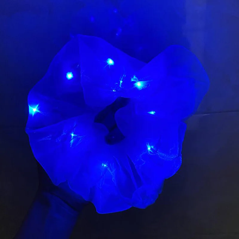 

LED Bright Flashing Satin Large Intestine Hair Ring Nightclub Bar Dance Club Luminous Hair Accessories Luminous Headdress Women