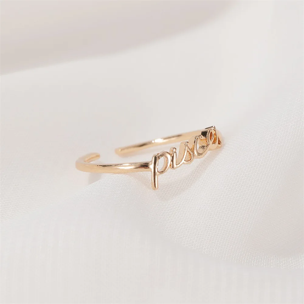 Minimalist thin Open Gold 12 Star Signs Finger Rings Birthday Friendship Jewelry Gift Personality Custom Zodiac Rings For Women