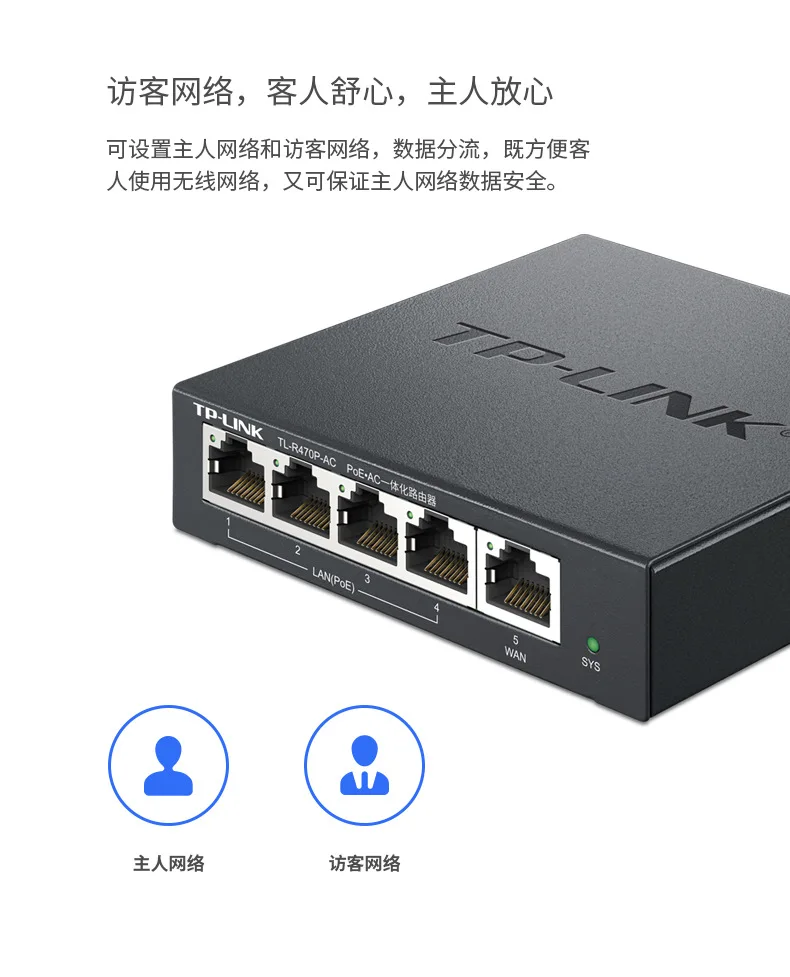 TP-LINK бытовой 4-Порты и разъёмы PoE Питание интеграции маршрутизатор предприятия AP макет менеджер TL-R470P-AC