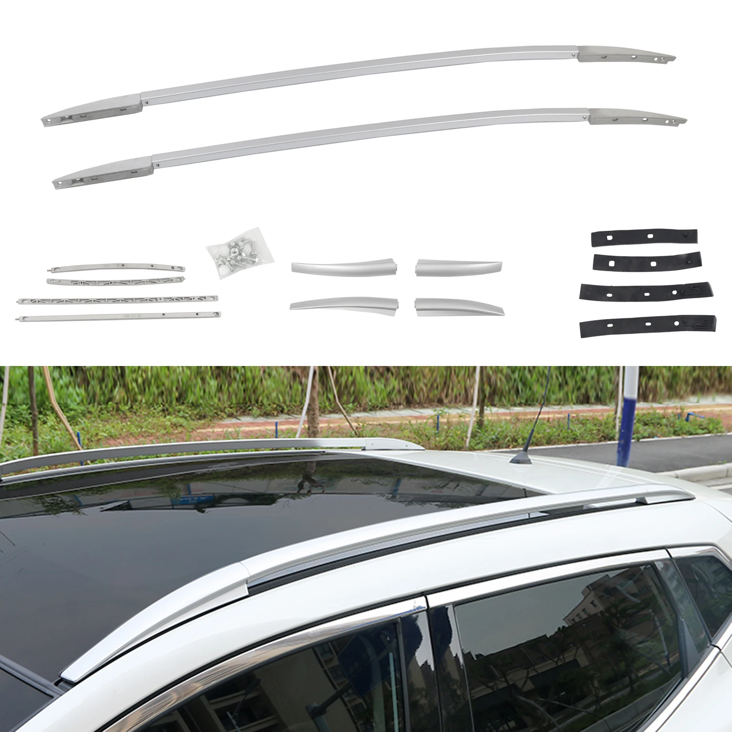 Roof Rack Side Rails Luggage Cargo For Nissan Rogue 2014-2019 Top Aluminum