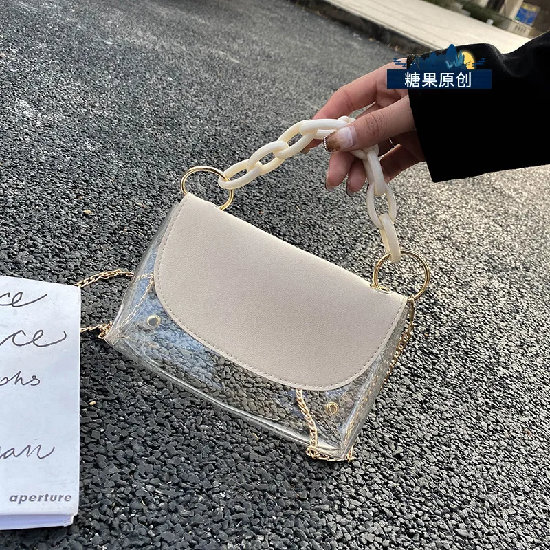 

Summer bag transparent bag foreign female bag 2020 popular new fashion chain crossbody bag small square bag