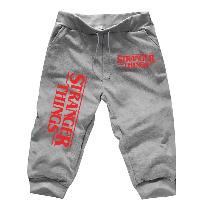 Cropped Trousers 2 Осенние мужские спортивные брюки для фитнеса с принтом «странные вещи», повседневные укороченные брюки для мальчиков, 7 минут - Цвет: Cropped Trousers 2