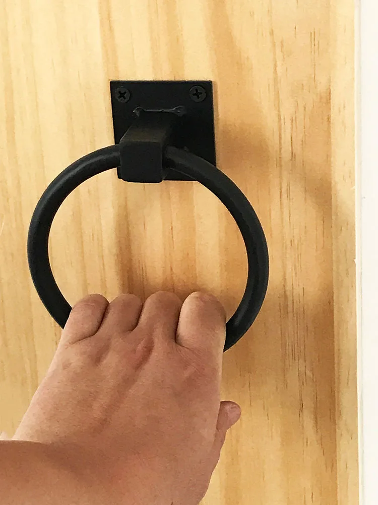 Simples Retro Drop Ring Maçaneta da Porta de Madeira Preto e Ouro Sofá Cadeira Voltar Anel Superfície Mountedpull Knob Faça Você Mesmo Knob Handle 120 mm de Diâmetro