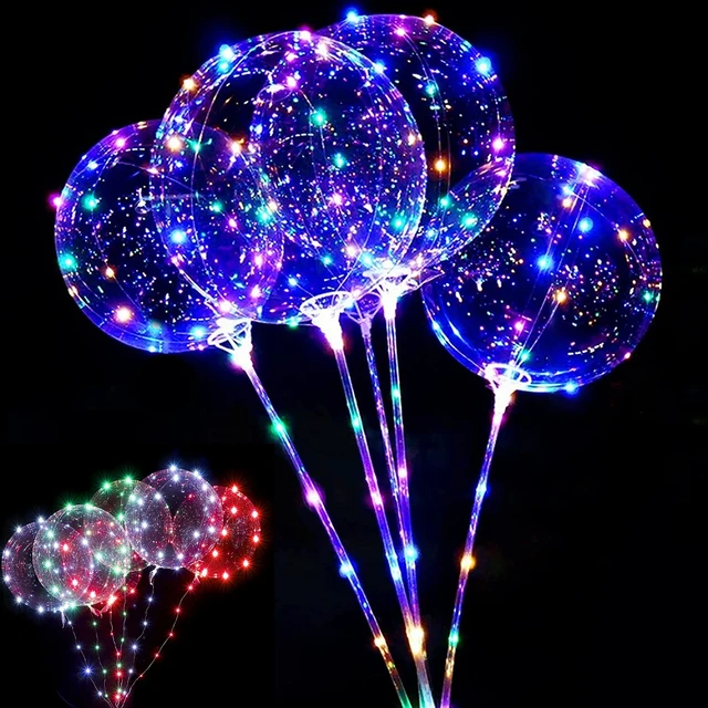 10 LED Illuminated Clear Helium Illuminated Bobo Balloons with String  Lights towbar, Party Birthday Wedding Christmas Decoration - AliExpress