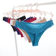 Для женщин гетры с кружевами из шелка, стринги, сексуальное женское нижнее белье, хлопковые трусы Прозрачный бесшовное, прозрачное "танга"