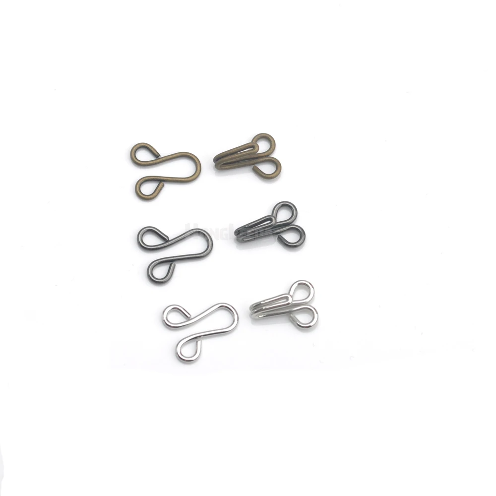 100pairs/lot model 9# metal brass hooks eyes pant skirt bra dress big size silver/black/bronze hook eye HE-010
