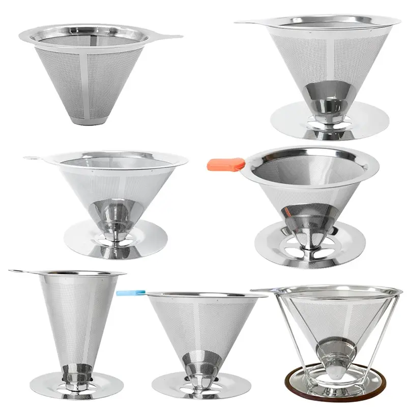 

Reusable Coffee Filter Holder Stainless Steel Brew Drip Coffee Filters Funnel Metal Mesh Coffee Tea Filter Basket Tools