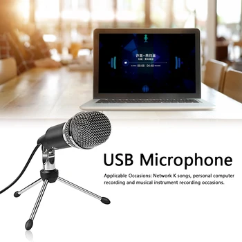 

USB Condenser Microphone Desktop Omnidirectional Recording Broadcast Mic for Computer Laptop PC USB Plug Stand