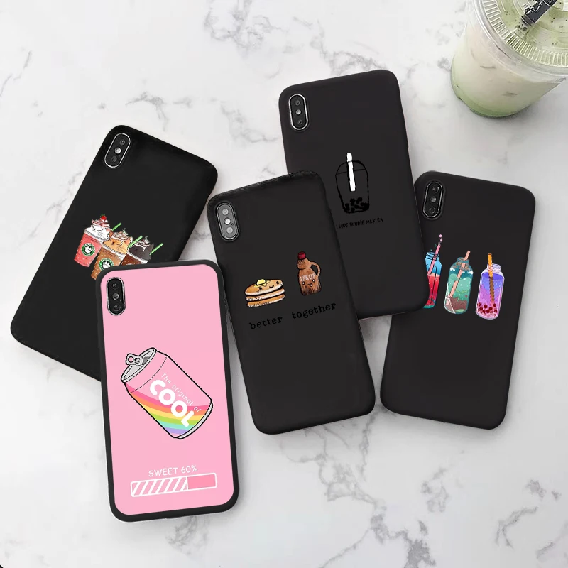 

Cute Cartoon Pattern Matte Phone Case For iPhone 6 6s XS MAX XR X 8 Plus Soft Silicone Back Cover