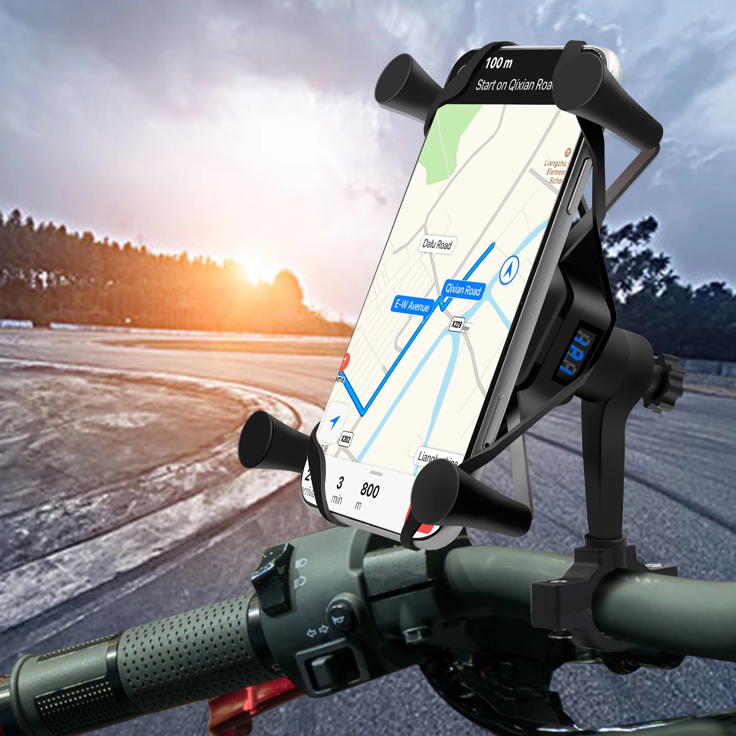 

Держатель 2 в 1 для GPS-навигатора на руль мотоцикла, беспроводное зарядное устройство, зеркальный кронштейн с вольтметром, USB-зарядка