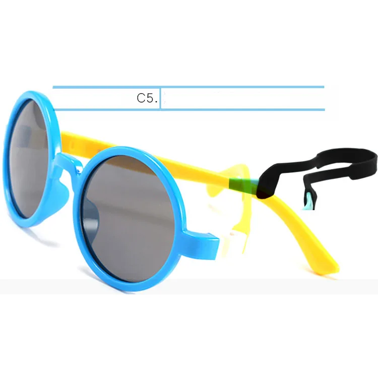 IVSTA/детские солнцезащитные очки, круглые очки, поляризационные, для детей, для девочек и мальчиков, для малышей, с ремешком, Резиновая, без винта, TR90, силиконовая, съемная петля - Цвет линз: C5
