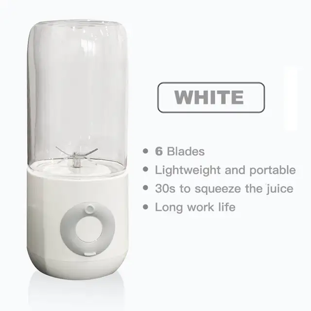 DTVANE 6 Cutter Mini Portable Juicers USB Electric Mixer Fruit Smoothie Blender For Machine Food Processor Maker Juice Extractor white