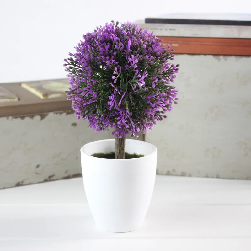 B-4 1 комплект искусственное декоративное растение цветок домашний стол Декоративные искусственные цветы маленький мини искусственный бонсаи зеленое растение дерево и ваза - Цвет: B-4