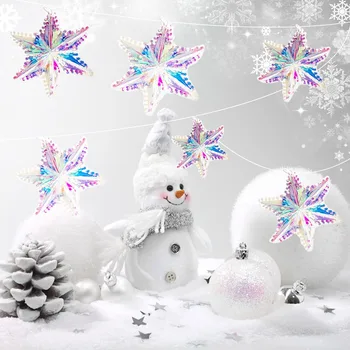 

Besegad DIY Rainbow Film Shine Christmas Tree Hanging Star Pendant Ornaments Xmas Wedding Frozen Theme Party Decorations