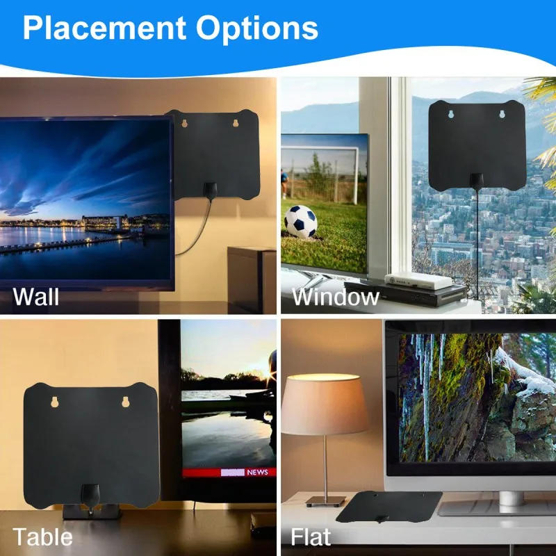 Freeview Local Channels With Amplifier Signal Booster Coax Cable Newest Amplified HD Digital TV Antenna Long 80-100 Miles Range