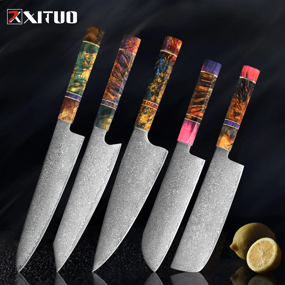 XITUO Kitchen Chef Knife High Quality VG10 Japanese Damascus Steel Octagonal Stable Wooden Handle Cleaver Cooking Tool | Дом и сад