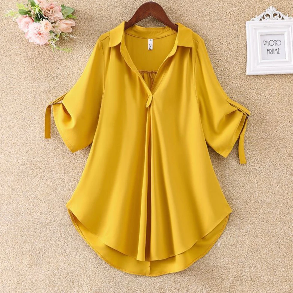 Blusa holgada informal de chifón para verano, Camisa larga de talla grande para mujer, 2021