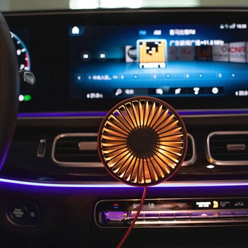 

Car outlet fan car fan USB adjustable wind power with light mini cooling fan Car accessories 12V 360 rotation Auto ventilador