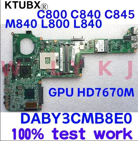 Suitable for Toshiba C800 C840 C845 M840 L800 L840 notebook motherboard DABY3CMB8E0 PGA989 HM77 GPU HD7670M 100% test work | Компьютеры и