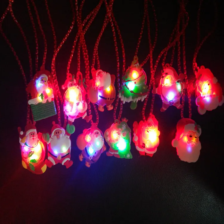 Рождественские светодиодные лампы Ожерелье Подвески Дети мигающие светящиеся ожерелья праздничный подарок на Рождество
