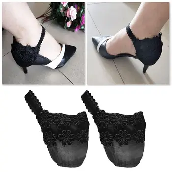 

1Pair Women High-heeled Lace Anti-strap Shoe Covers Anti-heel Black Elastic Band Ankle Straps Shoe Accessories
