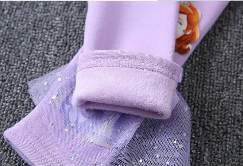 Jargazol/флисовые зимние ледяные гетры для девочек, кружевные, с аппликацией Эльзы, с вышивкой, Осенние милые плотные штаны для подростков детские брюки