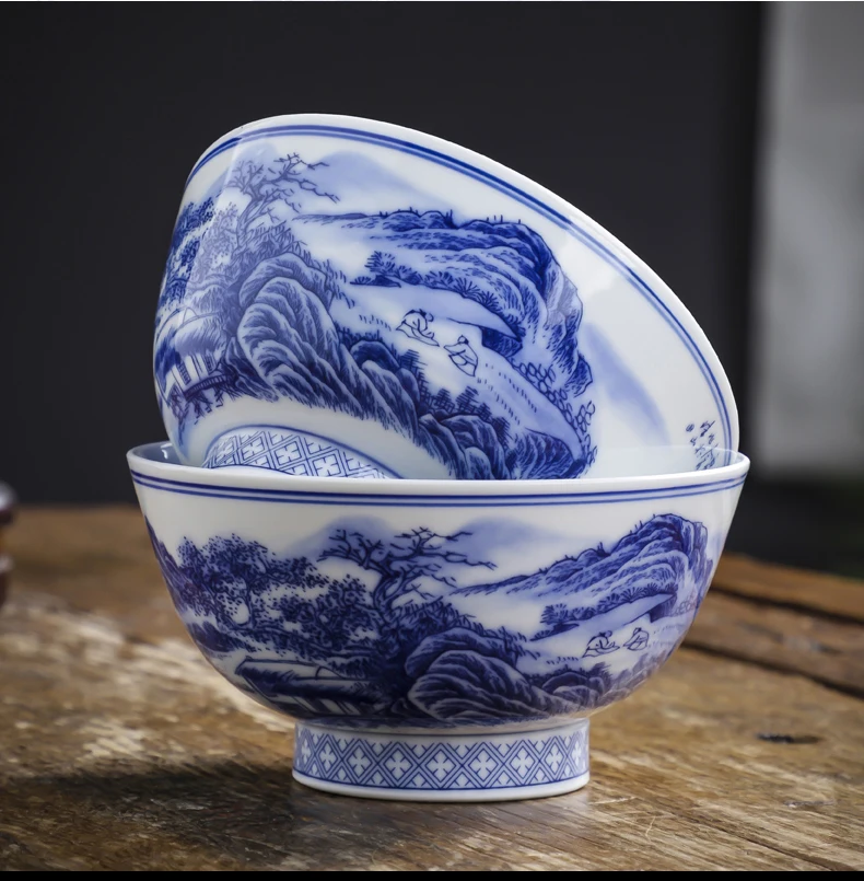 polegada tigela chinesa cerâmica porcelana arroz tigela jingdezhen utensílios de mesa casa vintage louça recipiente de macarrão tigelas decoração artesanato