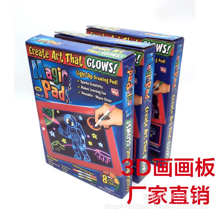 

3 dmagic Drawing Pad Children'S Educational Shining 3D Learning Sketchpad Mental Toy LED Drawing Board