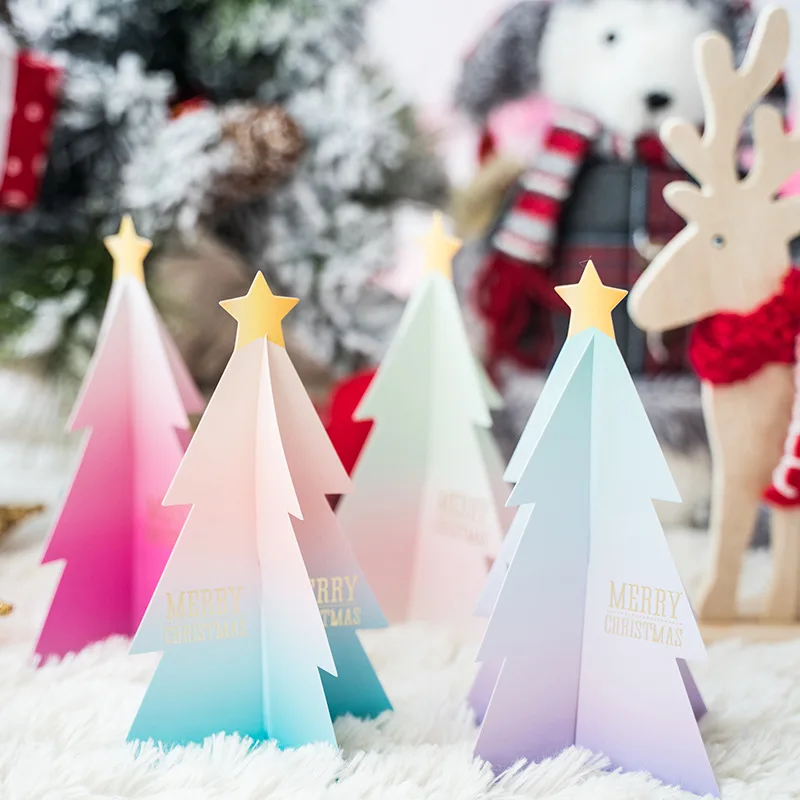 

Creative Christmas Tree Shape Greeting Card with Envelope Three-dimensional 3D Christmas Cards Decoration Gift Diy Invitations