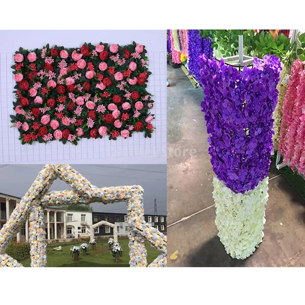 Wedding Floral Artificial Silk Flower Wall Panel Wedding Venue Cafe Decor