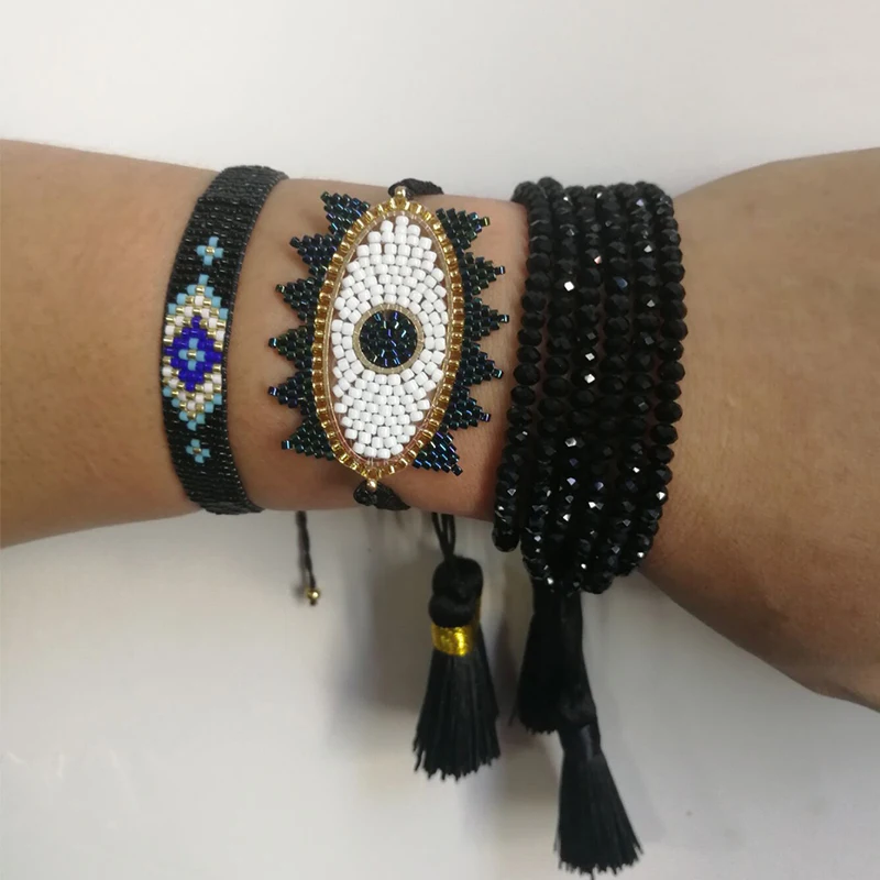 SHINUSBOHO дропшиппинг Мода MIYUKI Браслеты Женские Delicas бусины браслет сглаза ювелирные изделия счастливый браслет дружбы для мужчин - Metal Color: MIYUKI-49