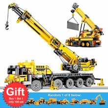 Fit City Technic серия передвижной кран Набор с мини-фигурками грузовик обучающая модель строительные блоки игрушки для детей Подарки для мальчиков