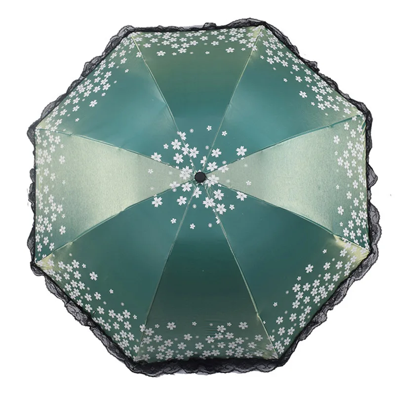Изысканный полный затемненный цветной зонтик, кружевной зонтик для дождя, женские модные дугообразные Зонты принцессы, женский зонтик, подарок - Цвет: 06